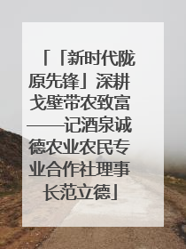 「新时代陇原先锋」深耕戈壁带农致富——记酒泉诚德农业农民专业合作社理事长范立德