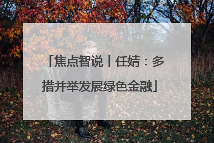 焦点智说丨任婧：多措并举发展绿色金融