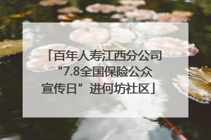 百年人寿江西分公司“7.8全国保险公众宣传日”进何坊社区