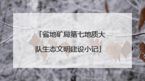 省地矿局第七地质大队生态文明建设小记