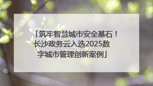 筑牢智慧城市安全基石！长沙政务云入选2025数字城市管理创新案例