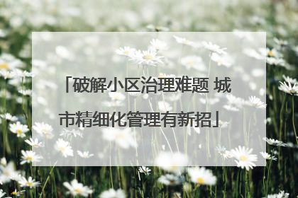 破解小区治理难题 城市精细化管理有新招