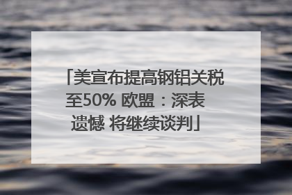 美宣布提高钢铝关税至50% 欧盟：深表遗憾 将继续谈判