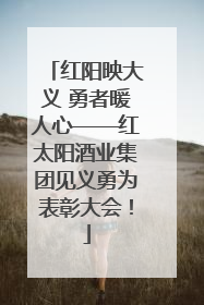 红阳映大义 勇者暖人心——红太阳酒业集团见义勇为表彰大会！