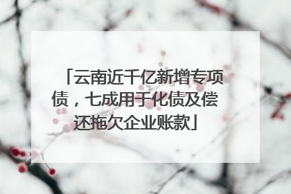 云南近千亿新增专项债，七成用于化债及偿还拖欠企业账款
