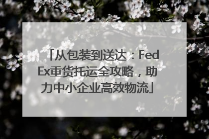 从包装到送达：FedEx重货托运全攻略，助力中小企业高效物流