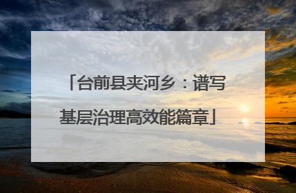 台前县夹河乡：谱写基层治理高效能篇章