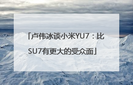 卢伟冰谈小米YU7：比SU7有更大的受众面
