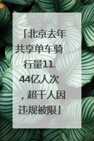 北京去年共享单车骑行量11.44亿人次，超千人因违规被限