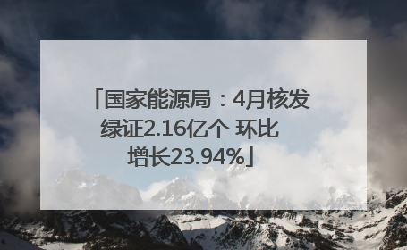 国家能源局：4月核发绿证2.16亿个 环比增长23.94%