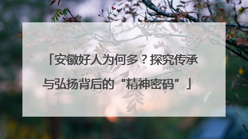 安徽好人为何多？探究传承与弘扬背后的“精神密码”