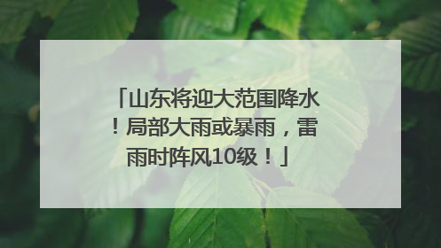 山东将迎大范围降水！局部大雨或暴雨，雷雨时阵风10级！