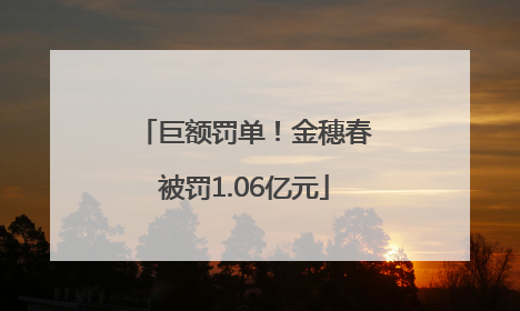 巨额罚单！金穗春被罚1.06亿元