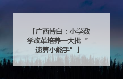广西博白：小学数学改革培养一大批“速算小能手”
