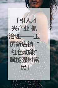 引人才 兴产业 抓治理——玉屏新店镇“红色动能”赋能强村富民