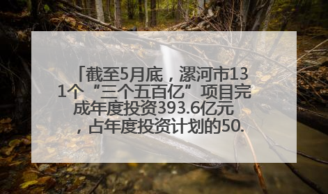 截至5月底，漯河市131个“三个五百亿”项目完成年度投资393.6亿元，占年度投资计划的50.41%——“三个五百亿”项目带动产业提质升级