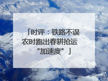 时评：铁路不误农时跑出春耕抢运“加速度”