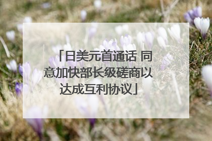 日美元首通话 同意加快部长级磋商以达成互利协议