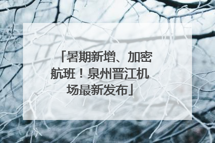 暑期新增、加密航班！泉州晋江机场最新发布