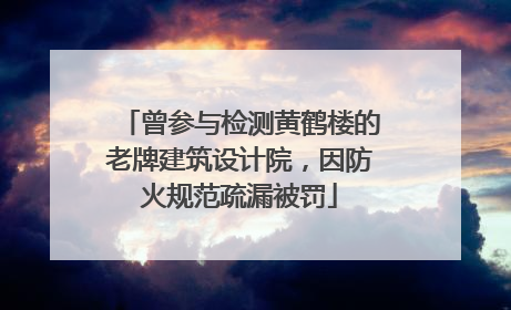曾参与检测黄鹤楼的老牌建筑设计院，因防火规范疏漏被罚