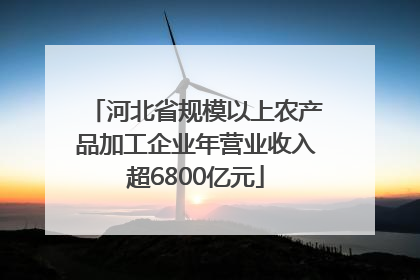河北省规模以上农产品加工企业年营业收入超6800亿元