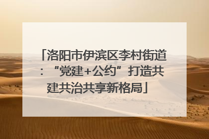 洛阳市伊滨区李村街道：“党建+公约”打造共建共治共享新格局
