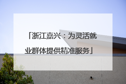 浙江嘉兴：为灵活就业群体提供精准服务