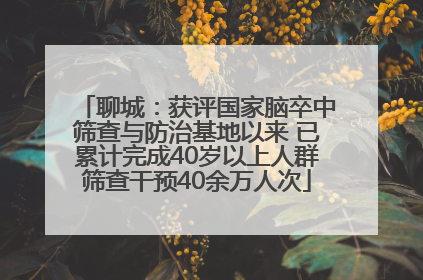 聊城：获评国家脑卒中筛查与防治基地以来 已累计完成40岁以上人群筛查干预40余万人次