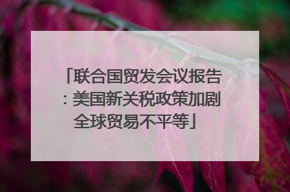 联合国贸发会议报告：美国新关税政策加剧全球贸易不平等