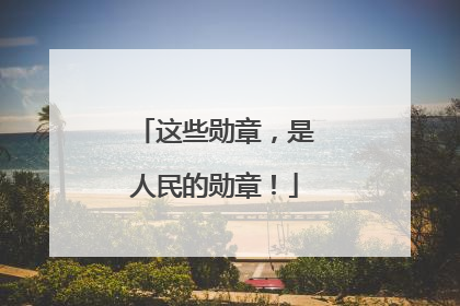 这些勋章，是人民的勋章！