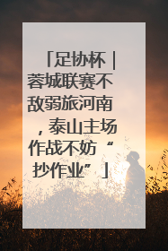 足协杯｜蓉城联赛不敌弱旅河南，泰山主场作战不妨“抄作业”