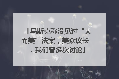 马斯克称没见过“大而美”法案，美众议长：我们曾多次讨论