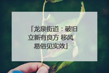 龙泉街道：破旧立新有良方 移风易俗见实效