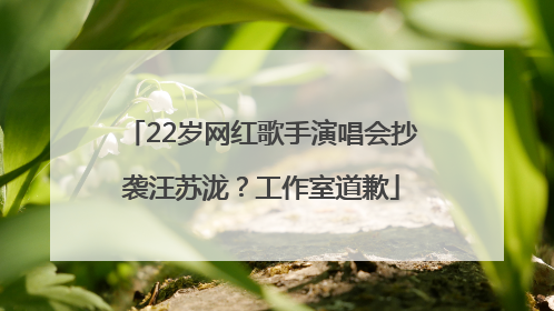22岁网红歌手演唱会抄袭汪苏泷？工作室道歉