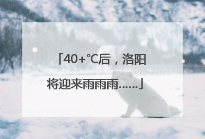 40+℃后，洛阳将迎来雨雨雨……